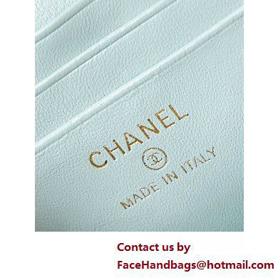 Chanel Lambskin, Resin  &  Gold-Tone Metal Clutch with Chain Bag AP3213 Light Blue 2025